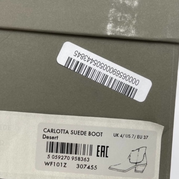 AllSaints Carlotta Western Suede Side Zip Ankle Boots Desert Sand Size 37, US 7 - Picture 13 of 13